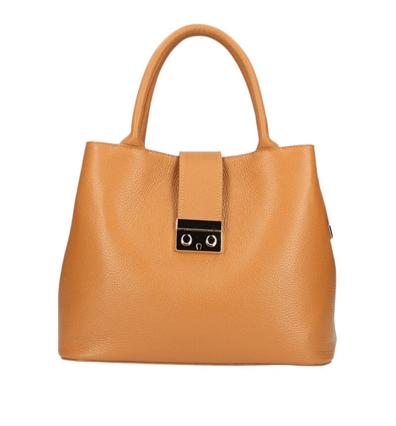 Leren Handtas Alissa Cognac ruime stevige handtassen extra hengsel chique luxe italiaans leren kantoor werk tassen kopen bestellen-Photoroom