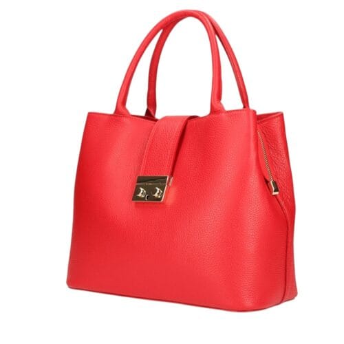 Leren Handtas Alissa rood rode ruime stevige handtassen extra hengsel chique luxe italiaans leren kantoor werk tassen kopen bestellen-Photoroom