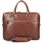 Leren Handtas Pedro donker cognac kantoortas laptoptassen leer retro leren tassen italiaans leder kopen bestellen achterkant
