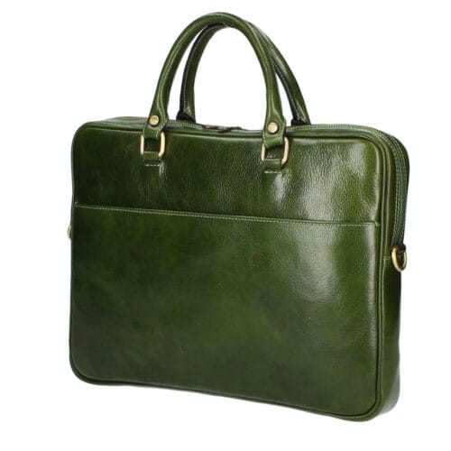 Leren Handtas Pedro donker groen groene kantoortas laptoptassen leer retro leren tassen italiaans leder kopen bestellen zijkant