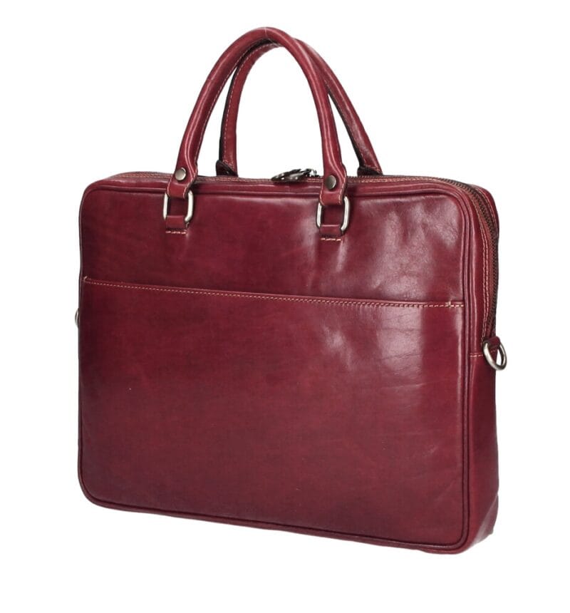 Leren Handtas Pedro rood rode kantoortas laptoptassen leer retro leren tassen italiaans leder kopen bestellen zijkant