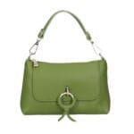 Leren Handtas Rada aloegroen groene leren handtas gouden circel detail met langhengsel pouchette dames tassen leder leer kopen bestellen