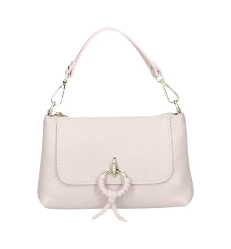 Leren Handtas Rada beige leren handtas gouden circel detail met langhengsel pouchette dames tassen leder leer kopen bestellen-Photoroom