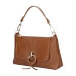 Leren Handtas Rada donkercognac cognac leren handtas gouden circel detail met langhengsel pouchette dames tassen leder leer kopen bestellen zij-Photoroom