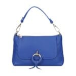 Leren Handtas Rada kobaltblauw blauwe leren handtas gouden circel detail met langhengsel pouchette dames tassen leder leer kopen bestellen-Photoroom