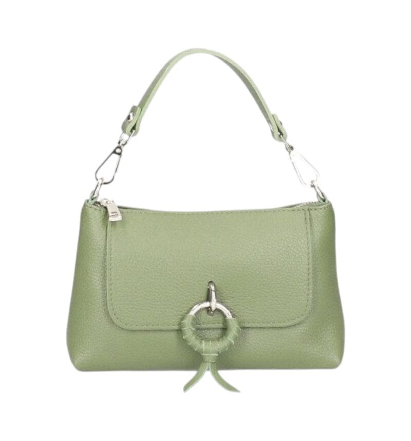 Leren Handtas Rada matchagroen groene leren handtas gouden circel detail met langhengsel pouchette dames tassen leder leer kopen bestellen-Photoroom