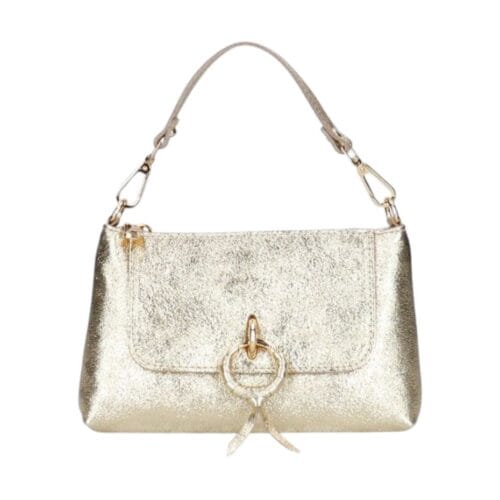 Leren Handtas Rada metallic goud gouden leren handtas gouden circel detail met langhengsel pouchette dames tassen leder leer kopen bestellen-Photoroom