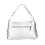 Leren Handtas Rada metallic zilver zilveren leren handtas gouden circel detail met langhengsel pouchette dames tassen leder leer kopen bestellen achterkant