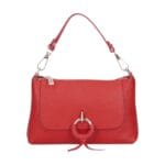 Leren Handtas Rada rood rode leren handtas gouden circel detail met langhengsel pouchette dames tassen leder leer kopen bestellen-Photoroom