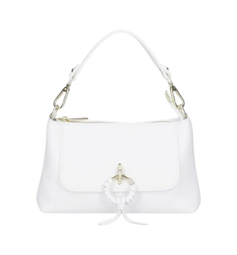 Leren Handtas Rada wit witte leren handtas gouden circel detail met langhengsel pouchette dames tassen leder leer kopen bestellen-Photoroom