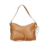 Leren Schoudertas Agata cognac trendy leer schoudertassen extra lang hengsel zilveren draaiknop chique tassen kopen bestellen achterkant