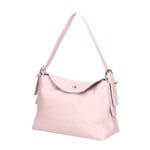 Leren Schoudertas Agata lichtblauw babyblauw ijsblauw iceblue trendy leer schoudertassen extra lang hengsel zilveren draaiknop chique tassen kopen bestellen