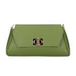 Leren Schoudertas Cilinia aloegroen groene leren clutch pouchette houten draaislot dames tasjes tassen leer leder kopen bestellen-Photoroom