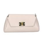 Leren Schoudertas Cilinia beige leren clutch pouchette houten draaislot dames tasjes tassen leer leder kopen bestellen-Photoroom