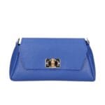 Leren Schoudertas Cilinia kobaltblauw blauwe leren clutch pouchette houten draaislot dames tasjes tassen leer leder kopen bestellen-Photoroom