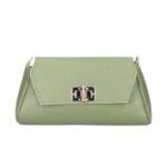 Leren Schoudertas Cilinia matchgroen groene leren clutch pouchette houten draaislot dames tasjes tassen leer leder kopen bestellen-Photoroom