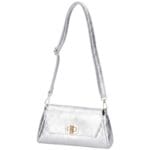 Leren Schoudertas Cilinia zilver zilveren leren clutch pouchette houten draaislot dames tasjes tassen leer leder kopen bestellen detail