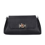 Leren Schoudertas Cilinia zwart zwarte leren clutch pouchette houten draaislot dames tasjes tassen leer leder kopen bestellen-Photoroom