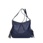 Leren Schoudertas Lana Kwastjes jeansblauw blauwe leren schoudertas trendy boho leer italiaans dames kopen bestellen