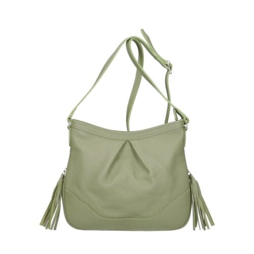 Leren Schoudertas Lana Kwastjes matchagroen groene leren schoudertas trendy boho leer italiaans dames kopen bestellen