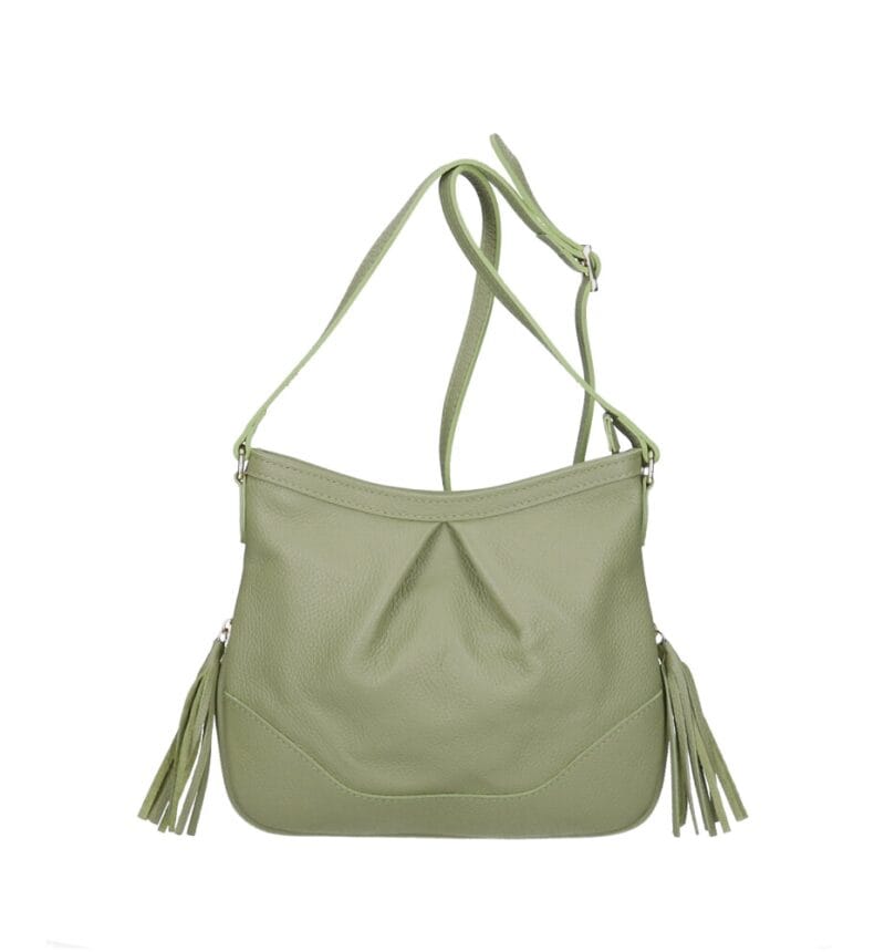 Leren Schoudertas Lana Kwastjes matchagroen groene leren schoudertas trendy boho leer italiaans dames kopen bestellen