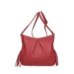 Leren Schoudertas Lana Kwastjes rood rode leren schoudertas trendy boho leer italiaans dames kopen bestellen