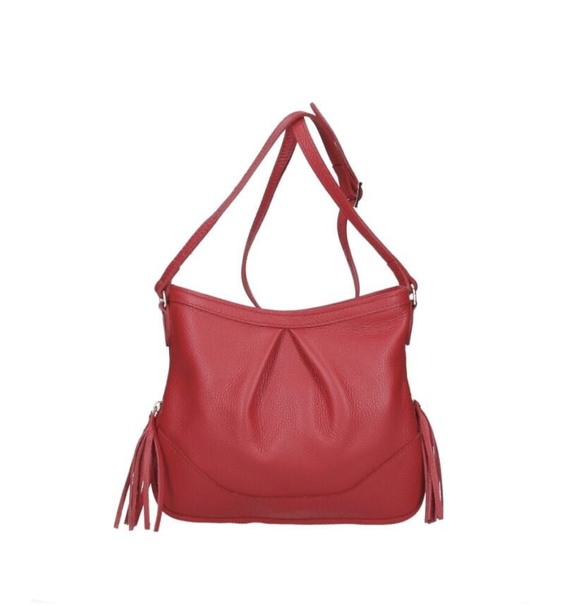 Leren Schoudertas Lana Kwastjes rood rode leren schoudertas trendy boho leer italiaans dames kopen bestellen