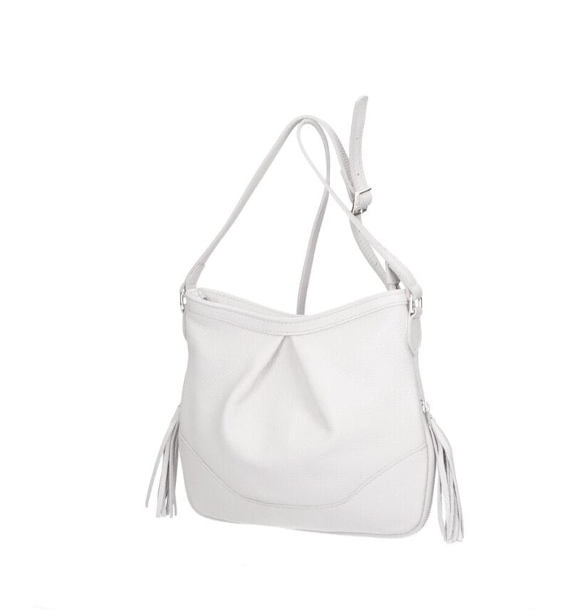 Leren Schoudertas Lana Kwastjes wit witte leren schoudertas trendy boho leer italiaans dames kopen bestellen zij