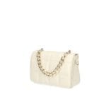 Leren Schoudertas Mimi chain beige leren schoudertas gouden schakelketting hengsel chique trendy dames tassen kopen quilted zij