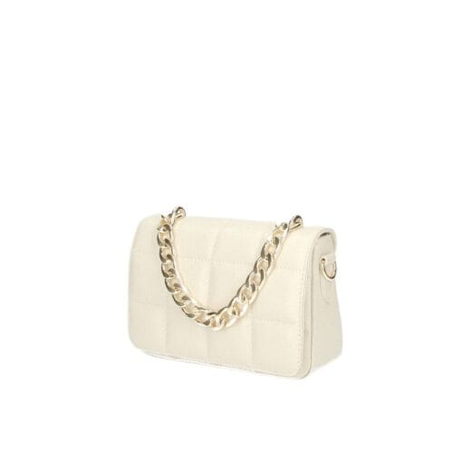 Leren Schoudertas Mimi chain beige leren schoudertas gouden schakelketting hengsel chique trendy dames tassen kopen quilted zij
