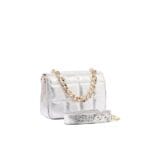 Leren Schoudertas Mimi chain zilver zilveren leren schoudertas gouden schakelketting hengsel chique trendy dames tassen kopen quilted details