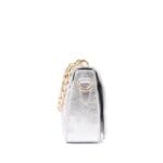 Leren Schoudertas Mimi chain zilver zilveren leren schoudertas gouden schakelketting hengsel chique trendy dames tassen kopen quilted zijkant