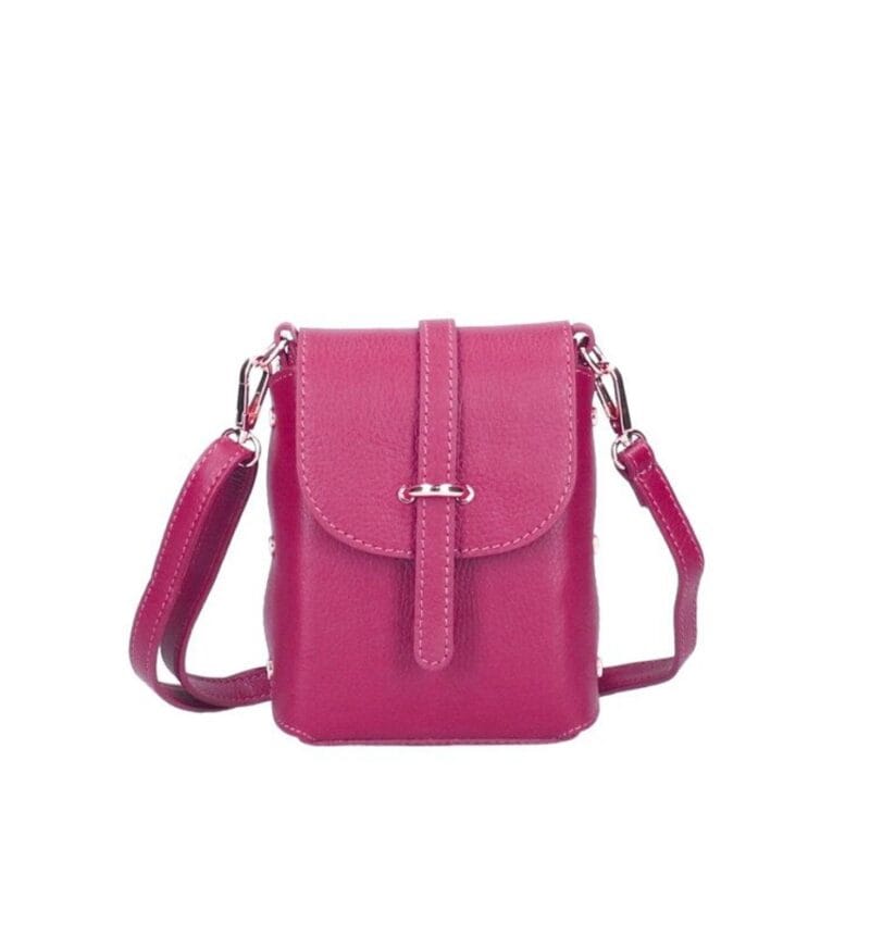 Leren Schoudertas Shannon fuchsia kleine schoudertassen festival goud beslag telefoontasjes kopen bestellen