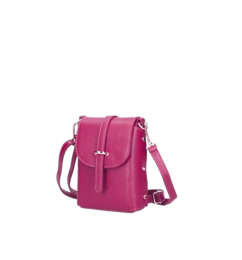Leren Schoudertas Shannon fuchsia kleine schoudertassen festival goud beslag telefoontasjes kopen bestellen side