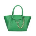 Groene Leren Handtas Gold Chain groen stevige leren handtassen gouden ketting detail chique trendy dames tassen kopen