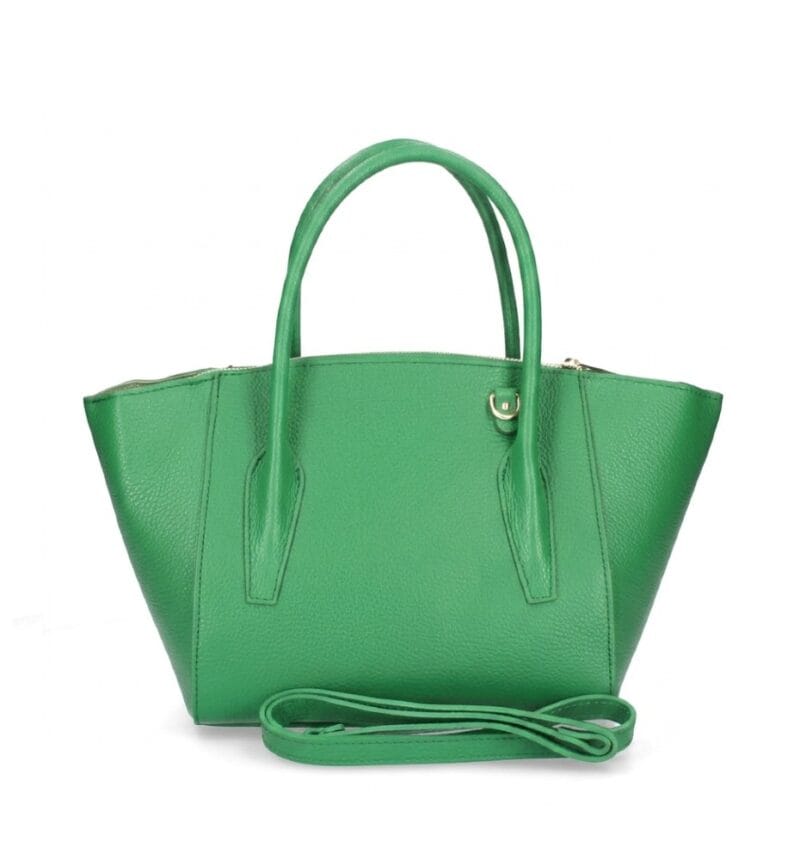 Groene Leren Handtas Gold Chain groen stevige leren handtassen gouden ketting detail chique trendy dames tassen kopen achter