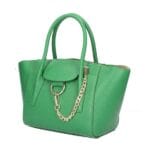 Groene Leren Handtas Gold Chain groen stevige leren handtassen gouden ketting detail chique trendy dames tassen kopen side