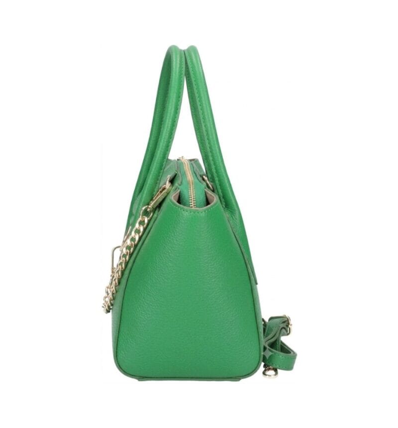 Groene Leren Handtas Gold Chain groen stevige leren handtassen gouden ketting detail chique trendy dames tassen kopen zij
