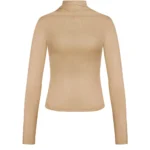 Beige Coltrui Ribbels beige lange mouwen dames tops truitje hoge col stretch dames kleding kopen bestellen yehwang