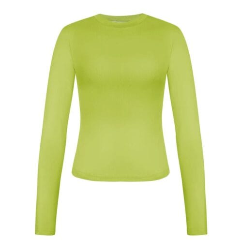 Groene Bodycon Top Mila trendy stretch top lange mouwen dames truitjes yehwang Gimme kopen bestellen