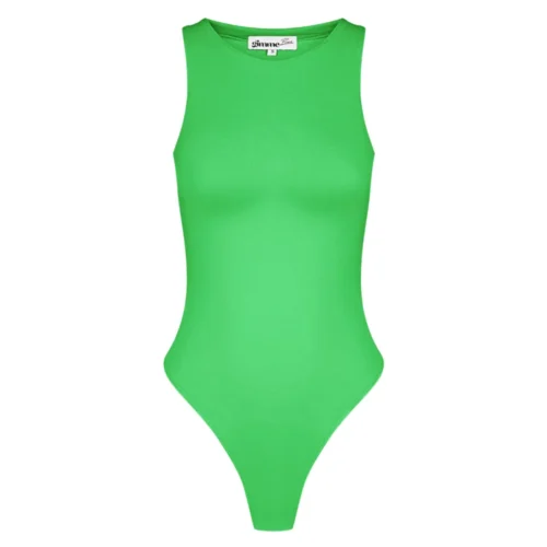 Groene Stretch Bodystocking Siva mouwloze groene body string dames tops yehwang gimme kopen bestellen