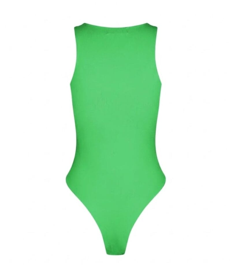 Groene Stretch Bodystocking Siva mouwloze groene body string dames tops yehwang gimme kopen bestellen achter