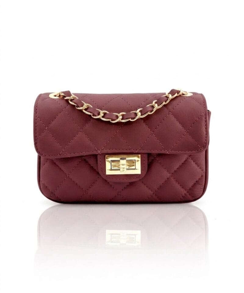 Leren Tas Quilted Belle bordeaux look-a-like-tassen-met-stiksels-quilted-tas-gouden doorregen-kettinghengsel-kopen-nu bestellen