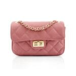Leren Tas Quilted Belle oud roze pink look-a-like-tassen-met-stiksels-quilted-tas-gouden doorregen-kettinghengsel-kopen-nu bestellen