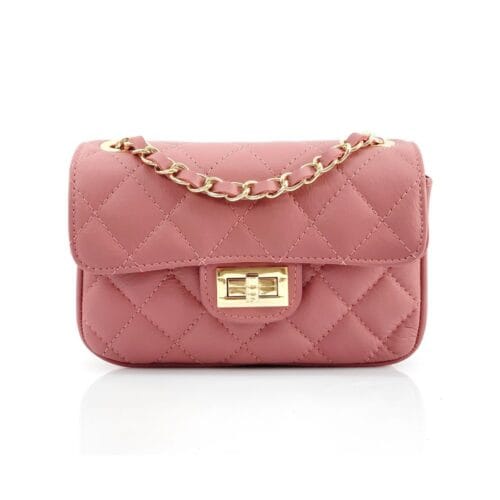 Leren Tas Quilted Belle oud roze pink look-a-like-tassen-met-stiksels-quilted-tas-gouden doorregen-kettinghengsel-kopen-nu bestellen