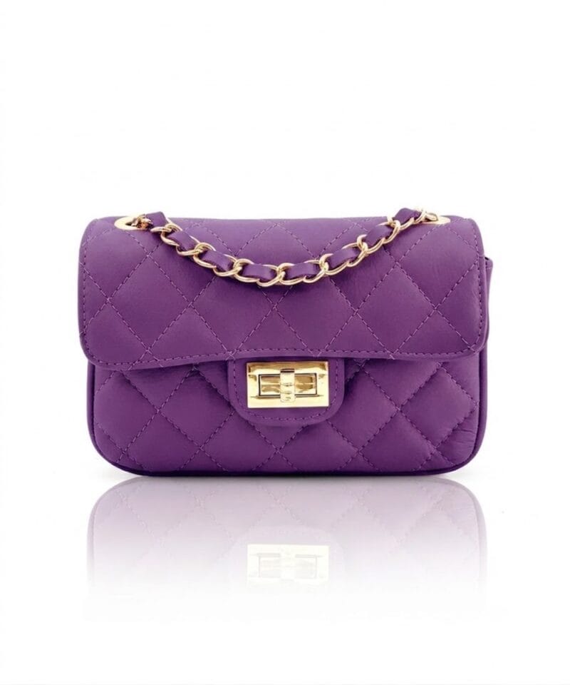 Leren Tas Quilted Belle paars paarse look-a-like-tassen-met-stiksels-quilted-tas-gouden doorregen-kettinghengsel-kopen-nu bestellen