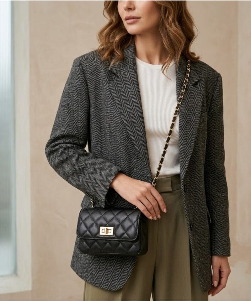 Leren Tas Quilted Belle zwart zwarte look-a-like-tassen-met-stiksels-quilted-tas-gouden doorregen-kettinghengsel-kopen-nu bestellen model