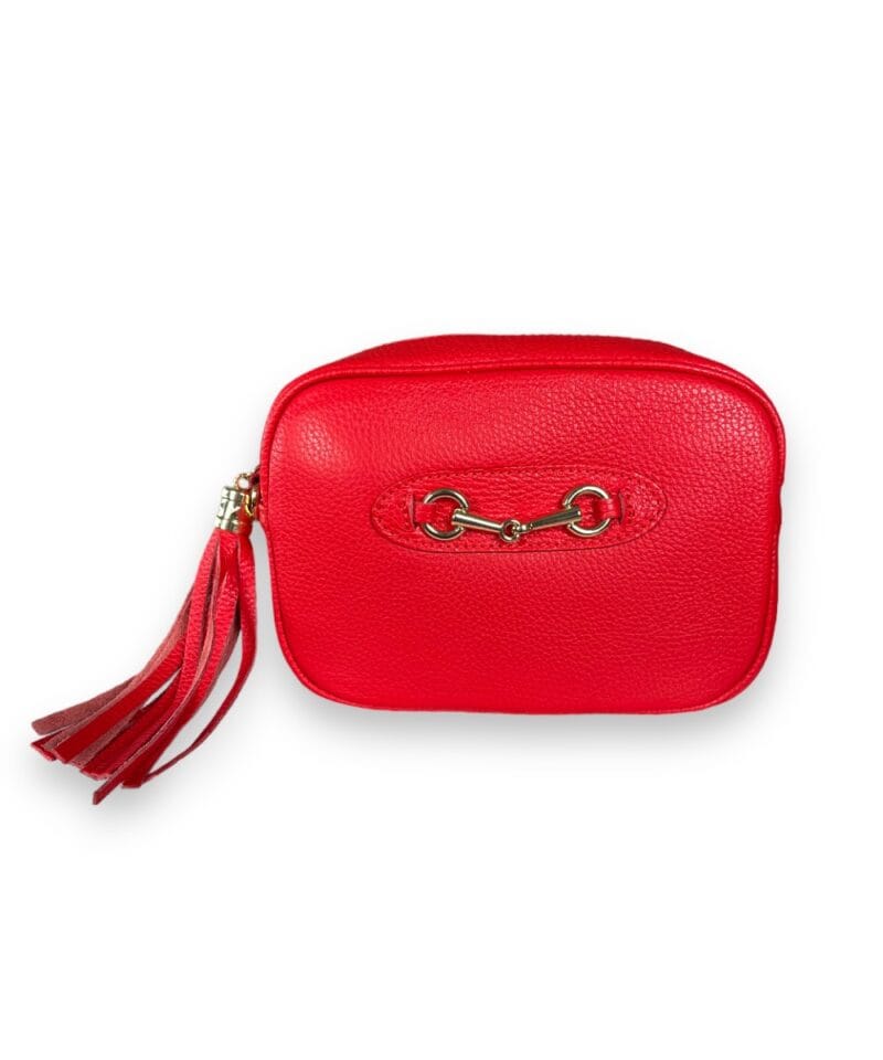 Rode Leren Schoudertas Horsebit Tassle rood leer schoudertassen goud horse bit kwastje tassen luxe kopen bestellen