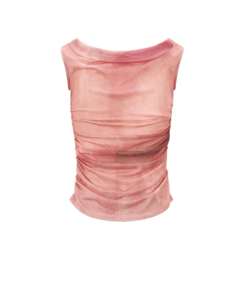 Roze Strapless Top Milo geweven dames tops topjes korte mouw kleding dames kopen bestellen yehwang achterkant