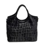 Suede Handtas Croco kroko Tote zwart zwarte trendy dames tassen krokoprint suede extra lang hengsel kopen bestellen leer